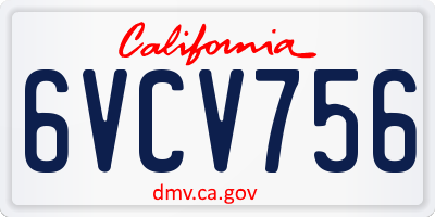 CA license plate 6VCV756