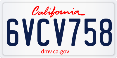 CA license plate 6VCV758