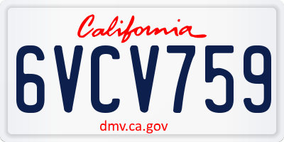 CA license plate 6VCV759