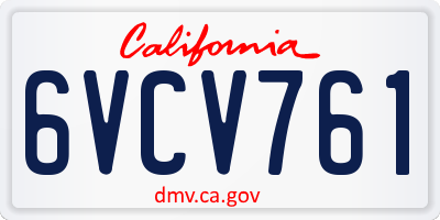 CA license plate 6VCV761