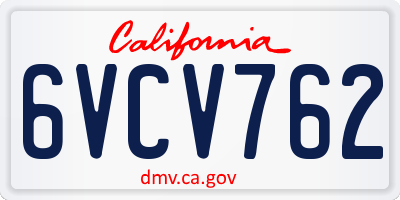 CA license plate 6VCV762