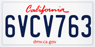 CA license plate 6VCV763