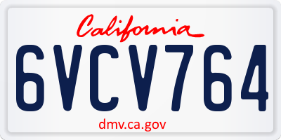 CA license plate 6VCV764
