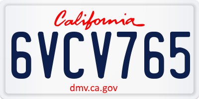 CA license plate 6VCV765