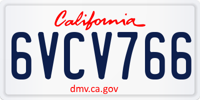 CA license plate 6VCV766