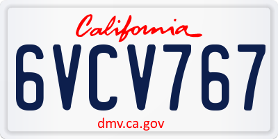 CA license plate 6VCV767