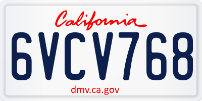 CA license plate 6VCV768