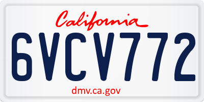 CA license plate 6VCV772