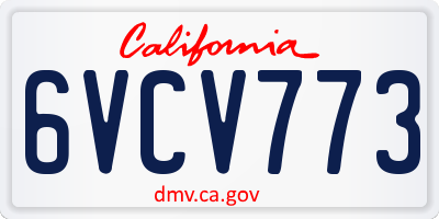 CA license plate 6VCV773