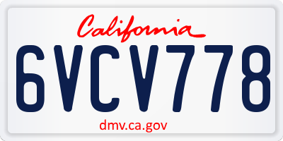 CA license plate 6VCV778