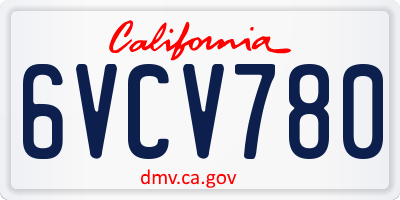 CA license plate 6VCV780