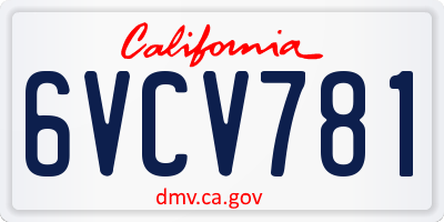 CA license plate 6VCV781