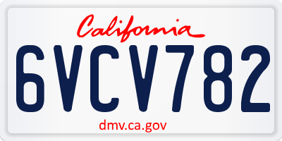 CA license plate 6VCV782