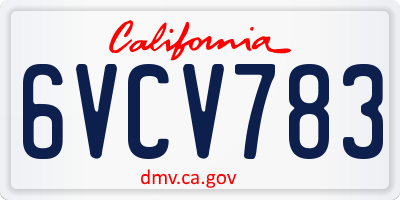 CA license plate 6VCV783
