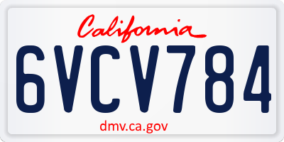 CA license plate 6VCV784