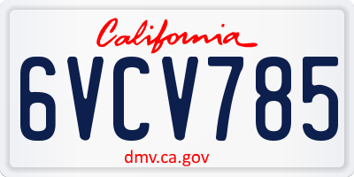 CA license plate 6VCV785
