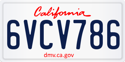 CA license plate 6VCV786