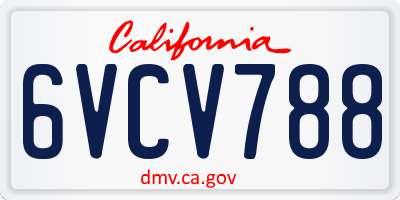 CA license plate 6VCV788