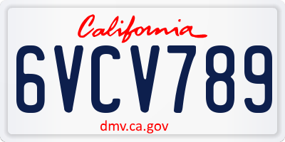 CA license plate 6VCV789