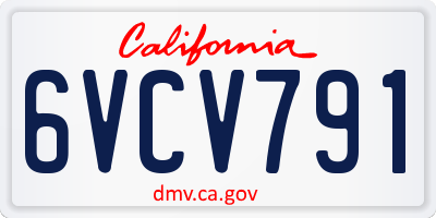 CA license plate 6VCV791