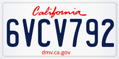 CA license plate 6VCV792