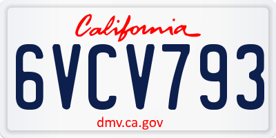 CA license plate 6VCV793