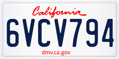CA license plate 6VCV794