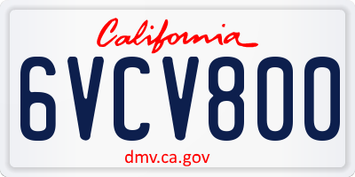 CA license plate 6VCV800