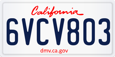 CA license plate 6VCV803