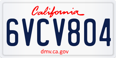 CA license plate 6VCV804