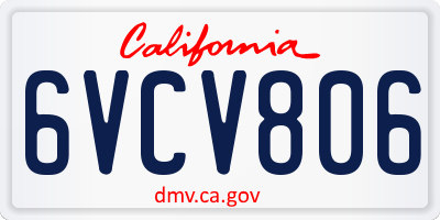 CA license plate 6VCV806