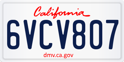CA license plate 6VCV807