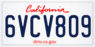 CA license plate 6VCV809