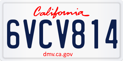 CA license plate 6VCV814