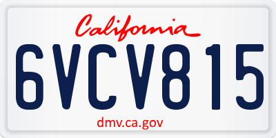 CA license plate 6VCV815