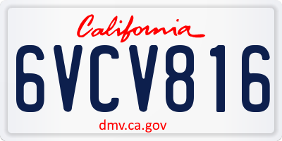CA license plate 6VCV816