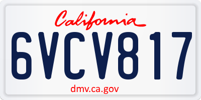 CA license plate 6VCV817
