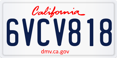 CA license plate 6VCV818
