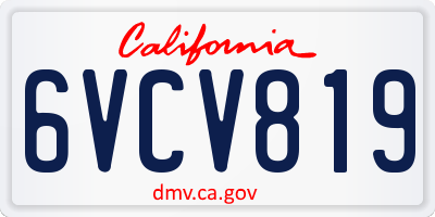 CA license plate 6VCV819