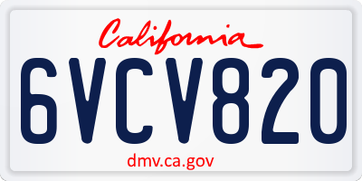 CA license plate 6VCV820