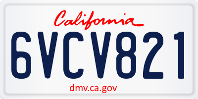 CA license plate 6VCV821