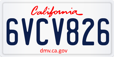 CA license plate 6VCV826