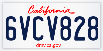 CA license plate 6VCV828