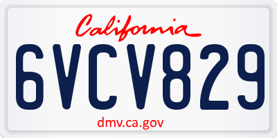 CA license plate 6VCV829
