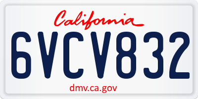 CA license plate 6VCV832