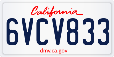CA license plate 6VCV833