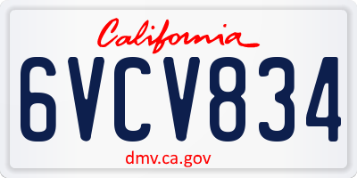 CA license plate 6VCV834