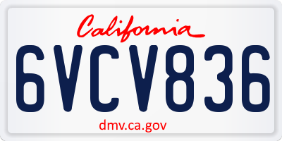 CA license plate 6VCV836