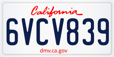 CA license plate 6VCV839