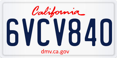 CA license plate 6VCV840